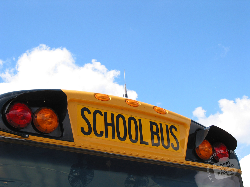 School bus against a sunny sky